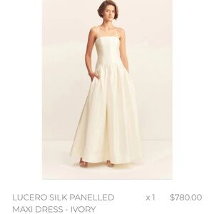 Shona Joy Cream Silk Strapless Maxi Dress